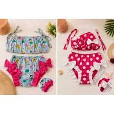 Conjunto Infantil com Top e Calcinha com Touca – Estampa Sereia Encante sua pequena com esse conjunto infantil ,