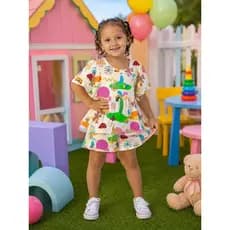 Conjunto Infantil Estampado 🌸 Conforto, praticidade e muito charme em um único look! 💖 ✨ Blusa com modelagem soltinha .