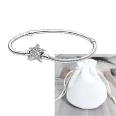 Pulseira de corrente em prata S925 em formato de estrela, design assimétrico de osso de cobra, presente com pingente DIY