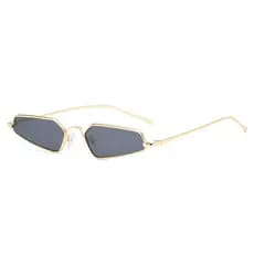 Óculos de Sol Olho de Gato Retrô para Homens e Mulheres, Marca Exclusiva, Óculos Triangulares Femininos de Metal Amarelo