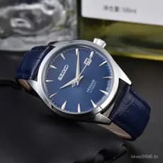 [Em Estoque] Relógio Elegante Masculino SEIKO com Calendário de Três Ponteiros e Pulseira Mecânica Automática