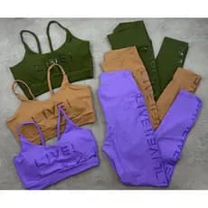 Conjunto Fitness Legging  e Top Poliamida Premium Cintura Alta Blackout Academia