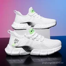 Novos Tênis Masculinos, Moda Jovem, Esportivos, Leves, Branco e Preto, Estilo para Casais e Corrida
