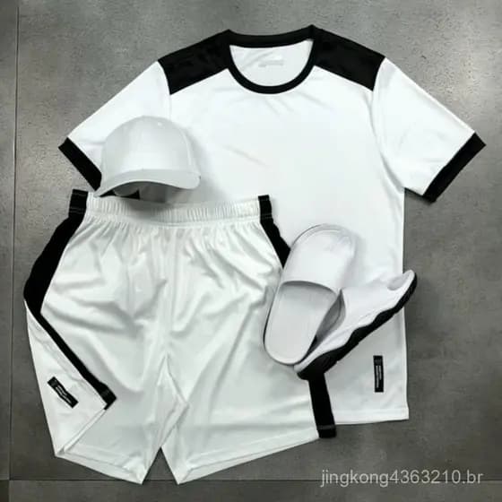 Conjunto de Treinamento Acadêmico Masculino: Camisa Dry Fit + Shorts