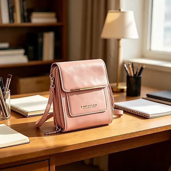 Mini Bolsa de Ombro com Design de Capa, Armazenamento Multicamadas para Celular e Pequenos Acessórios