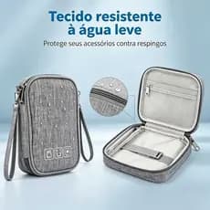 Bolsa Organizadora de Eletrônicos Portátil à Mão para Viagem, Resistente à Água, Guarda Carregador Portátil, Cabos USB