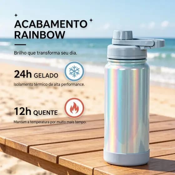 Garrafa Térmica Portátil em Aço Inoxidável, Tampa com Alça Articulada, Mantém a Temperatura para Uso Diário, Academia