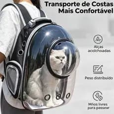 Mochila transportadora para pets tipo cápsula espacial portátil, design amplo e respirável, compatível para cães e gatos