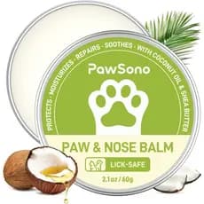 Bálsamo de óleo de coco para patas e nariz que é seguro para lamber. |     Hidratante universal para patas secas e racha