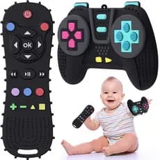 Brinquedo de dentição para bebês, mordedor em formato de controle remoto e controle de videogame [certificado CPC], adeq