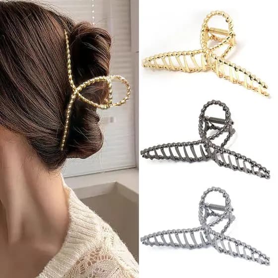 Grande presilha de cabelo de metal com renda, antiderrapante, 4,5 polegadas - adequada para cabelos grossos AQKL