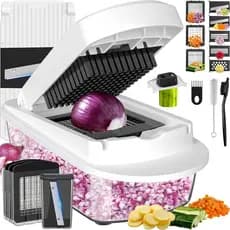 Cortador de vegetais multifuncional de 8 lâminas, fatiador mandoline com recipiente, picador de alimentos, picador de ce