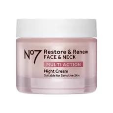 No7 Restore & Renew MultiAction Night para Rosto e Pescoço - Hidratante Noturno para o Rosto com Peptídeos de Colágeno -