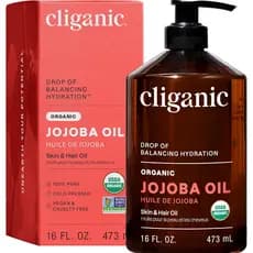 Óleo de Jojoba Orgânico Cliganic 16oz com Bomba, 100% Puro | Óleo Hidratante em Grande Quantidade para Rosto, Cabelo e U