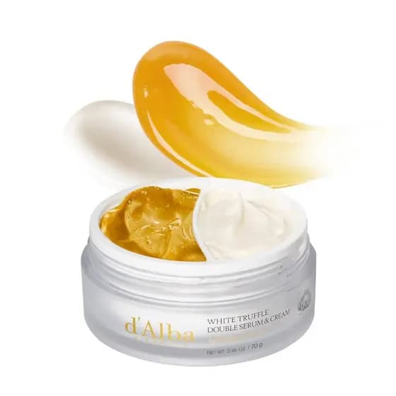 d'alba Piedmont Truffle Dual-Action Serum, cuidado vegano, hidratante facial 2 em 1, colágeno vegano, firmador e lifting