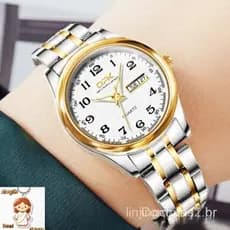 Relógio Feminino OPK À Prova D'água Em Ouro Original De Luxo Aço Inoxidável 8110