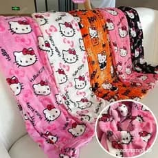 Lindo Hello Kitty Flanela Pijamas Preto Feminino De Lã Quente Calças Casual Sanrio Moda De Inverno De Outono