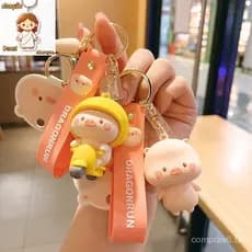 Chaveiro de Porco de Desenho Animado Bonito Boneca de Silicone Pingente Criativo Presente Pequeno para Carro Escola Feri
