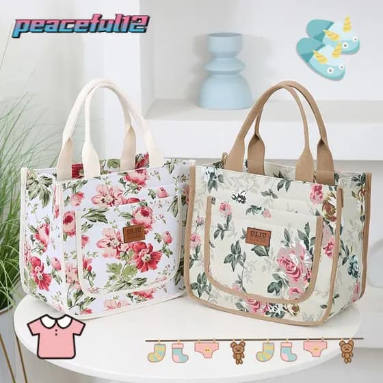 Bolsa Térmica Espessa Pacific, Bolsa Térmica de Grande Capacidade com Estampa Floral, Bolsa de Mão JWIG
