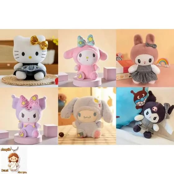 Pelúcia Sanrio 25cm – My Melody, Kuromi ou Hello Kitty | Fofa e Antialérgica