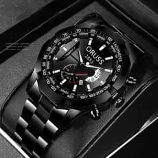 Relógio masculino de aço inoxidável à prova d'água moda de luxo negócios calendário automático de quartzo luminoso