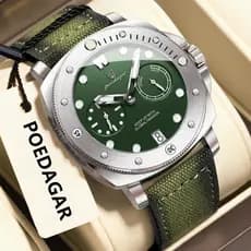 POEDAGAR Topo Original Relógio Masculino Moda Data À Prova Dwaterproof Água Luminoso Homem De Pulso Náilon Couro Luxo Re