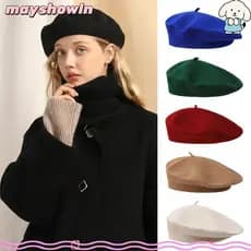 Chapéu De Boinas De Lã De Inverno MAYSHOWLN , Boné Liso Elegante De Cor Sólida , Feltro Retrô Quentes Combinadas