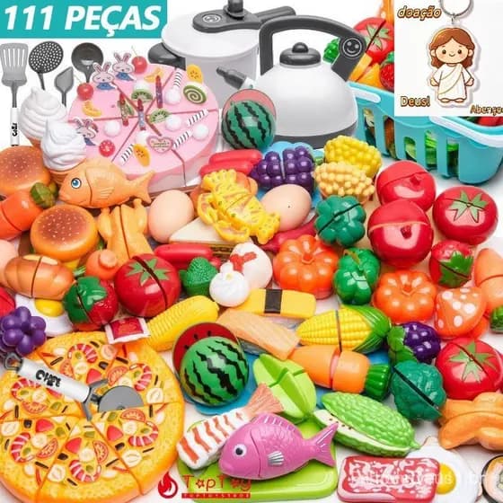 111 Peças Conjunto Cortar Brinquedos De Frutas Vegetais Alimentos Cozinha Crianças Brincam Casa Fingir Jogar Presentes D