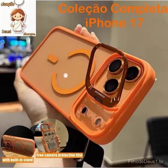 Capa Magnética Luxo Para iPhone 17 Pro Max 17 Air 16 E 15 14 13 12 Pro Max / Brinde Pelicula Camera