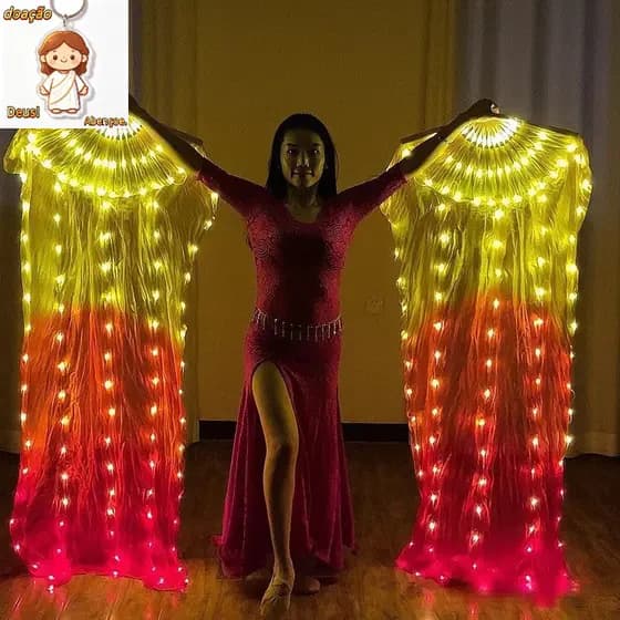1 Pedaço Vermelho E Amarelo Mudança Graduamente De Desempenho De Dança De Ventilador Luminoso LED