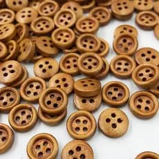 100 peças de botões de madeira marrom de 8mm, botões decorativos de quatro furos para costura e artesanato WW532 7AKF RC