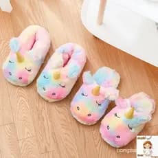 Rainbow Unicorn Chinelos/Meninas Bonitos Fluffy/Cozy Plush Indoor Mulheres Ao Ar Livre/Melhor Unicórnio Presentes