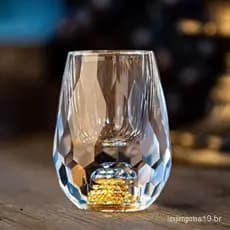 Vidro de cristal Vodka Sake Sochu Bar Fundo Duplo Duplo Taça de Chá de Folha de Ouro Espíritos Presentes de Alta Qualida