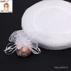 50 Peças 25/35/40/45cm Cordão Redondo organza Joias Doces Sacos De Natal Festa De Casamento