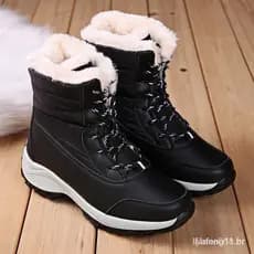 Botas De Neve Femininas Leves De Sola Grossas De Inverno Velo Alto Quente