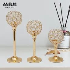 Candelabro De Casamento De 3 Alturas Velas De Chá Dourado De