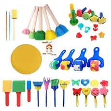 30 Peças Kits De Pincel De Esponja Para Pintura Infantil Conjunto De Ferramentas De Aprendizagem Precoce Crianças De Peq