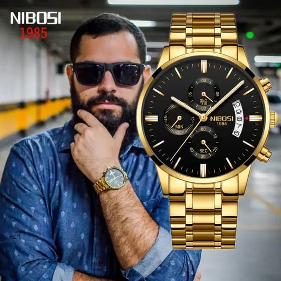 Relógio Masculino Original NIBOSI 2309 à Prova d'Água, Relógio Esportivo de Moda, Relógio de Pulso para Negócios
