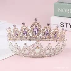 Nova Coroa De Noiva De Cristal Roxo Rainha Real Tiara Concurso Prom Diadema Princesa Casamento Cabelo Acess
