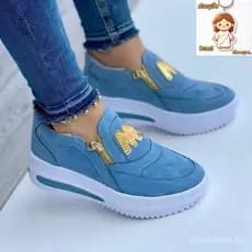 Tênis Feminino com Zíper Lateral Plataforma de Tênis