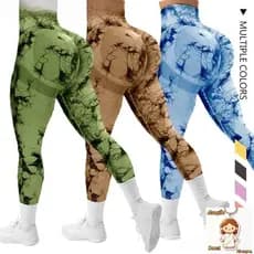 Tie-dye Calça Legging Academia Levanta Bumbum Sem Costura Cintura Alta Yoga Roupa Fitness Feminina