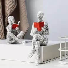 Leitura De Polpa Feminina Figurino Arte Abstrata Moderna Escultura Resina Ornamentos Elegante Prateleira Decoração senta