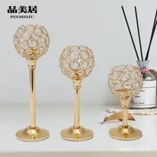 Candelabro De Casamento De 3 Alturas Velas De Chá Dourado De