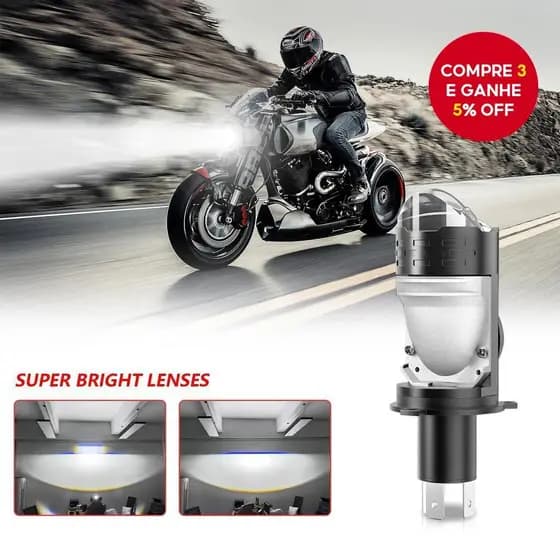 Farol LED H4 Para Motocicleta-Lente De Projetor 10000LM Com Resfriamento De Ventilador Turbo