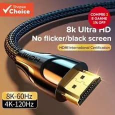 llano HDMI 8K 2.1 Cabo 3D Trançado 48Gbps Ultra Alta Velocidade para PS5 PS4 Pro Switch Xbox