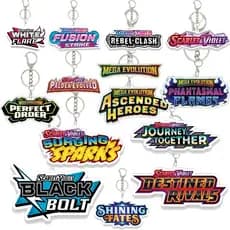 Chaveiro de Acrílico Anime Cartoon Ptcg Nova Série Mega Evolução 151 Série Vermelha e Roxa Coleção de Jogos NNUH