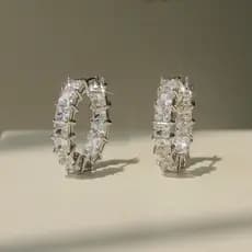 Brincos de prata esterlina S925 com zircônia, brincos elegantes, joias simples, brincos femininos, presente de casamento