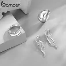 Brincos femininos Bamoer, 1 par, design simples, estilo original, presente para homens.   17M8