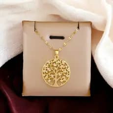 Novo colar luxuoso dourado da Árvore da Vida, com corrente de clavícula totalmente cravejada de diamantes, no estilo jap