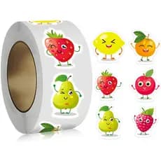 500 folhas/rolo de adesivos de recompensa com frutas de desenho animado, banner de decoração para festas infantis, decor